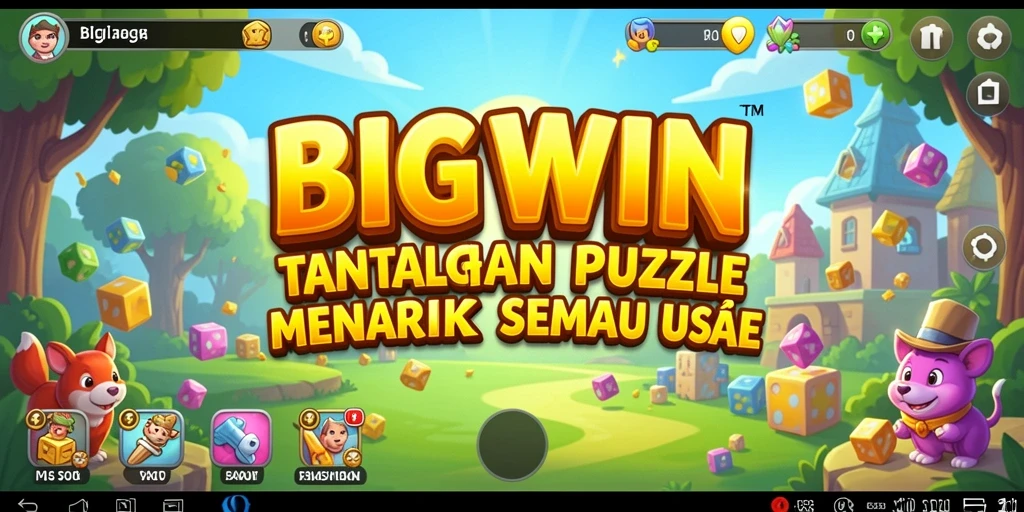 Screenshot menampilkan gameplay BIGWIN dengan berbagai puzzle menarik.
