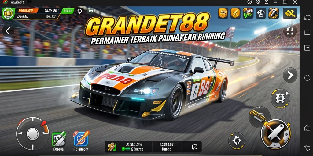 Gameplay seru balap mobil di <strong>GRANDBET88</strong> dengan grafik menakjubkan.