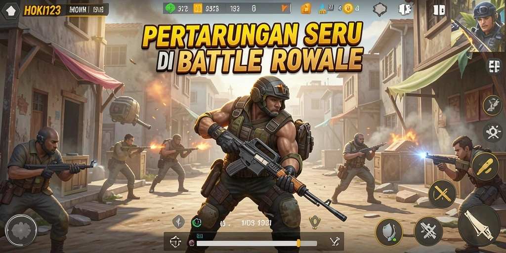 Tampilan gameplay seru dan intens dalam pertempuran Battle Royale.