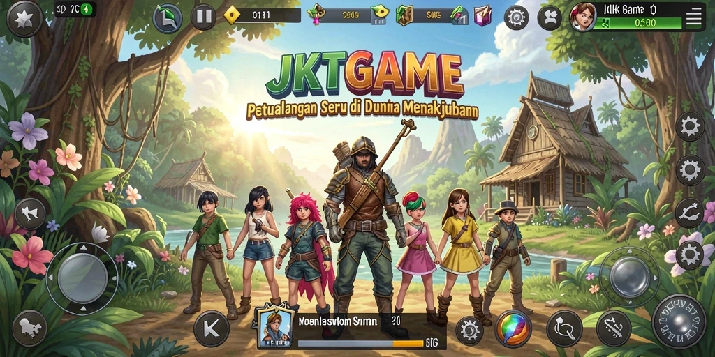 Screenshot utama JKTGAME menampilkan aksi gameplay seru di dunia petualangan.