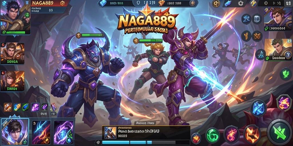 Screenshot NAGA889 menampilkan aksi pertarungan seru di arena MOBA.