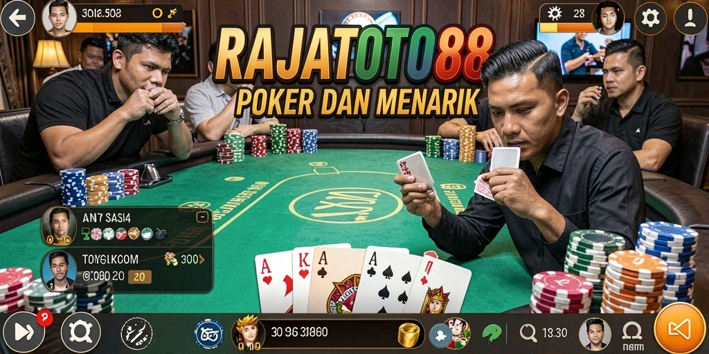 Tampilan permainan poker RAJATOTO88 yang menarik dan interaktif.