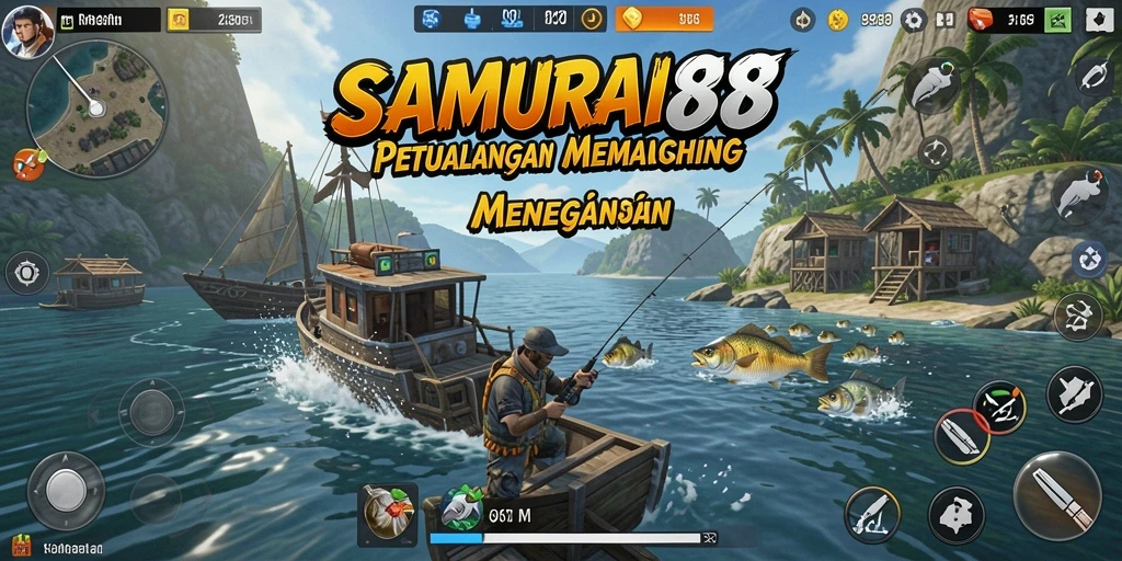 Tampilan gameplay SAMURAI88 dengan berbagai ikan di lautan.