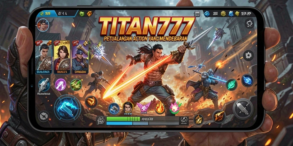 Screenshot gameplay TITAN777 menampilkan aksi mendebarkan dalam pertarungan sengit.