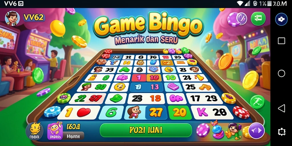 Tampilan gameplay Bingo yang seru dan interaktif di VV62.